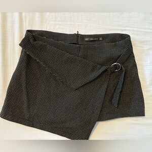 Zara Black and White Polka Dot Faux Wrap Mini Skort